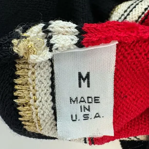 St. John Collection Collared Crest Pullover Sweater Black/Red Santana Knit M - Picture 12 of 14